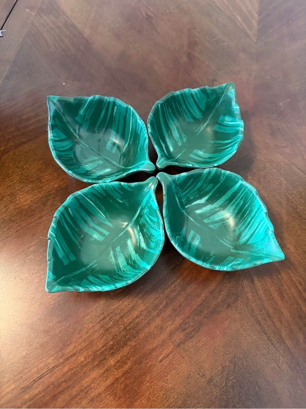 Opalhouse Melamine Snack Bowls Tropical Green Palm Leaf Set of 4 Party